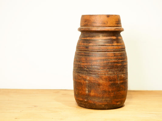 Antique Vintage Decorative Wooden Indian Milk Pot / Vase