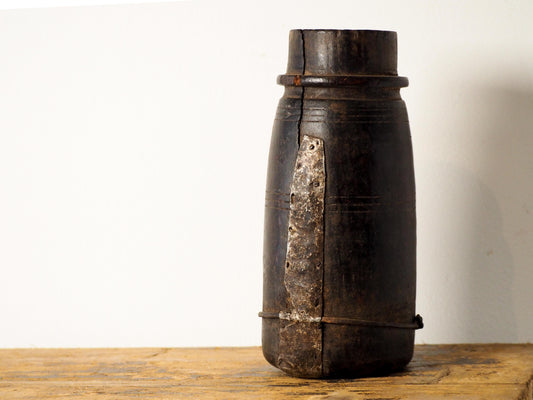 Antique Vintage Decorative Wooden Indian Milk Pot / Vase