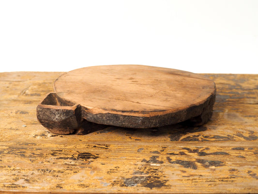 Antique Vintage Indian Wooden Round Chapati Board / Decorative Chopping Board