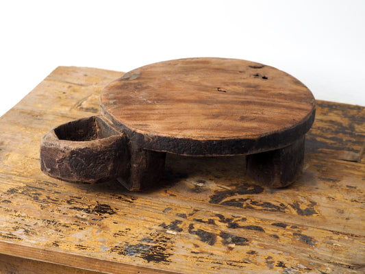 Antique Vintage Indian Wooden Round Chapati Board / Decorative Chopping Board