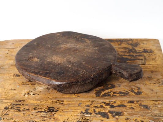 Antique Vintage Indian Wooden Round Chapati Board / Decorative Chopping Board