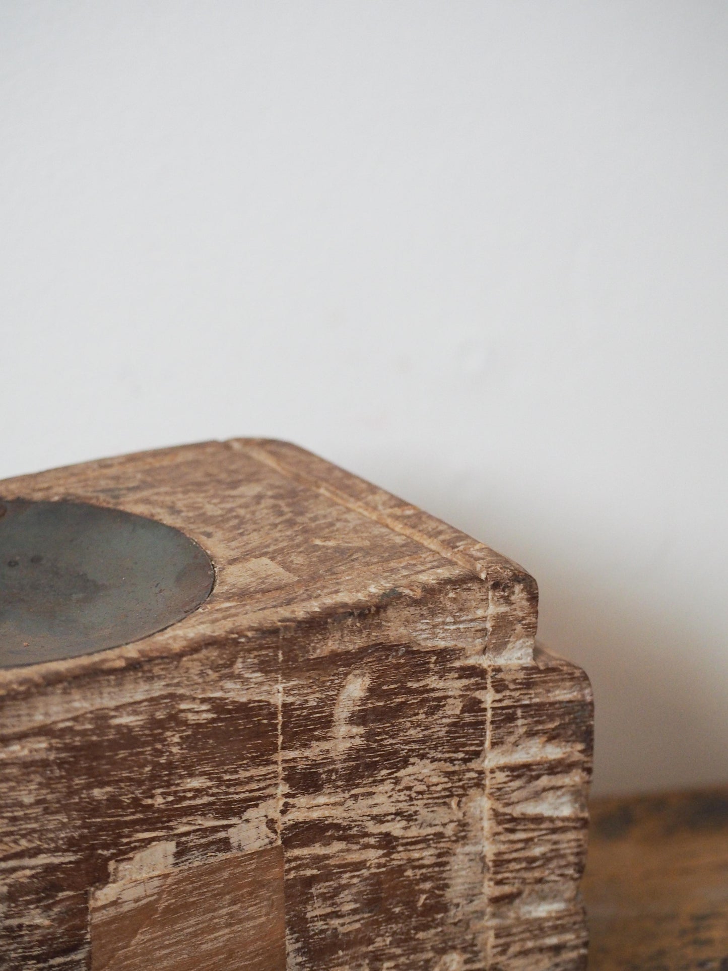 Vintage Antique Chunky Wooden Candle Holder / Indian Candle Block