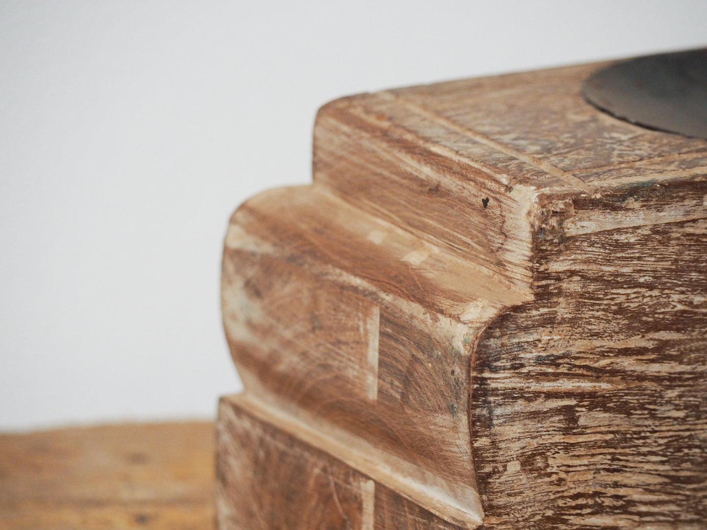 Vintage Antique Chunky Wooden Candle Holder / Indian Candle Block