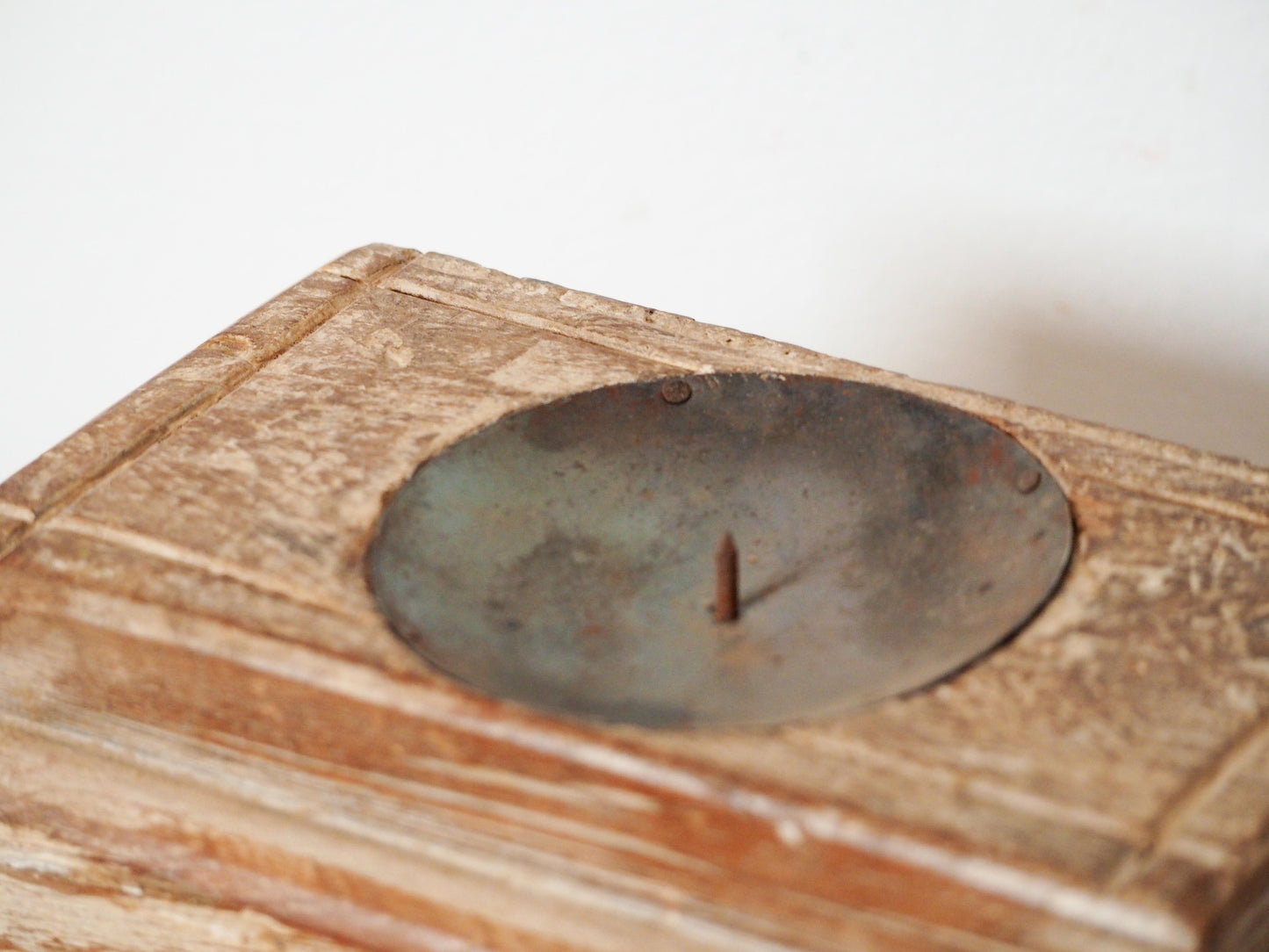 Vintage Antique Chunky Wooden Candle Holder / Indian Candle Block