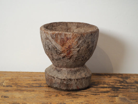 Vintage Antique Chunky Wooden Candle Holder / Indian Candle Block