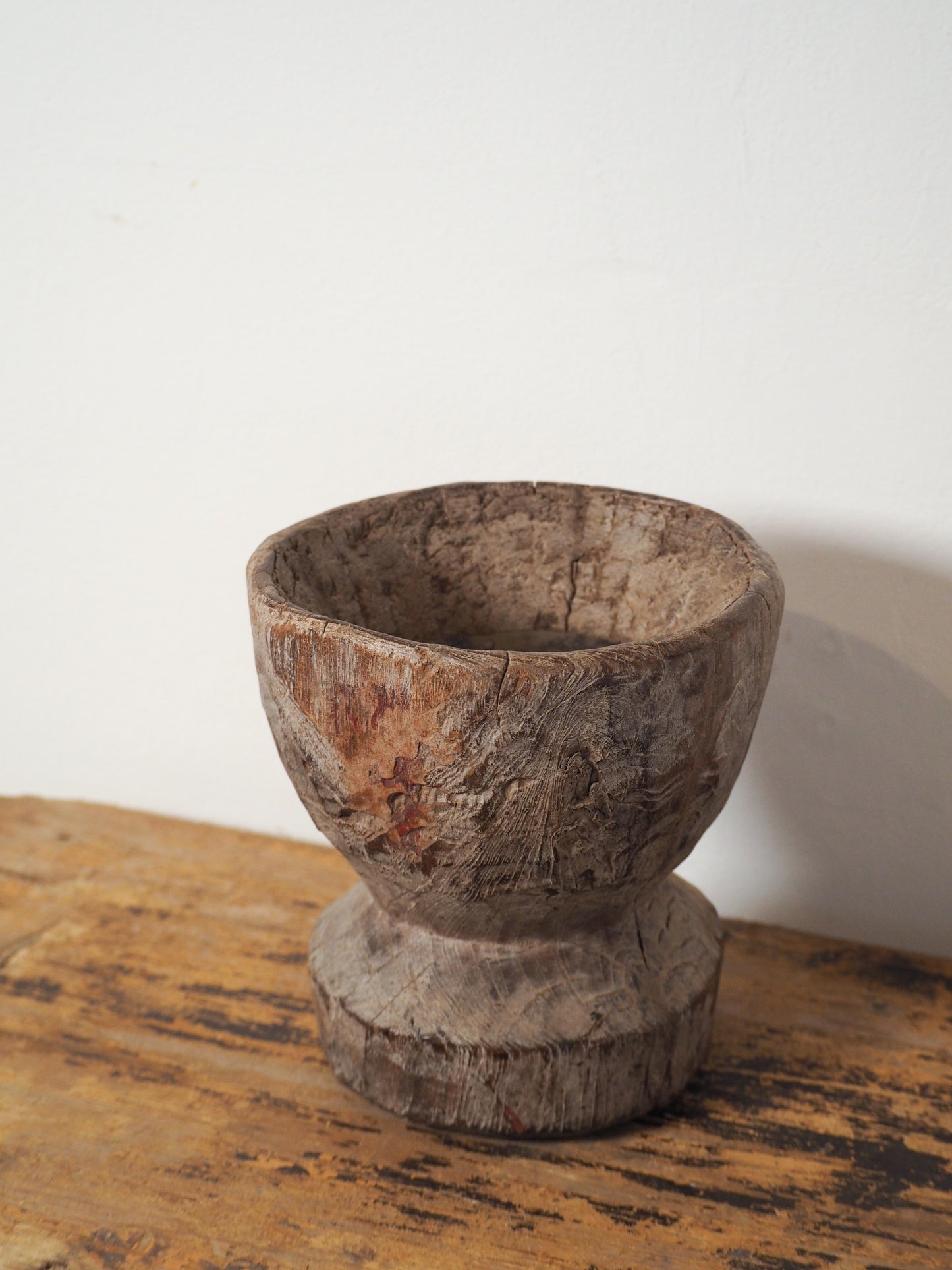 Vintage Antique Chunky Wooden Candle Holder / Indian Candle Block