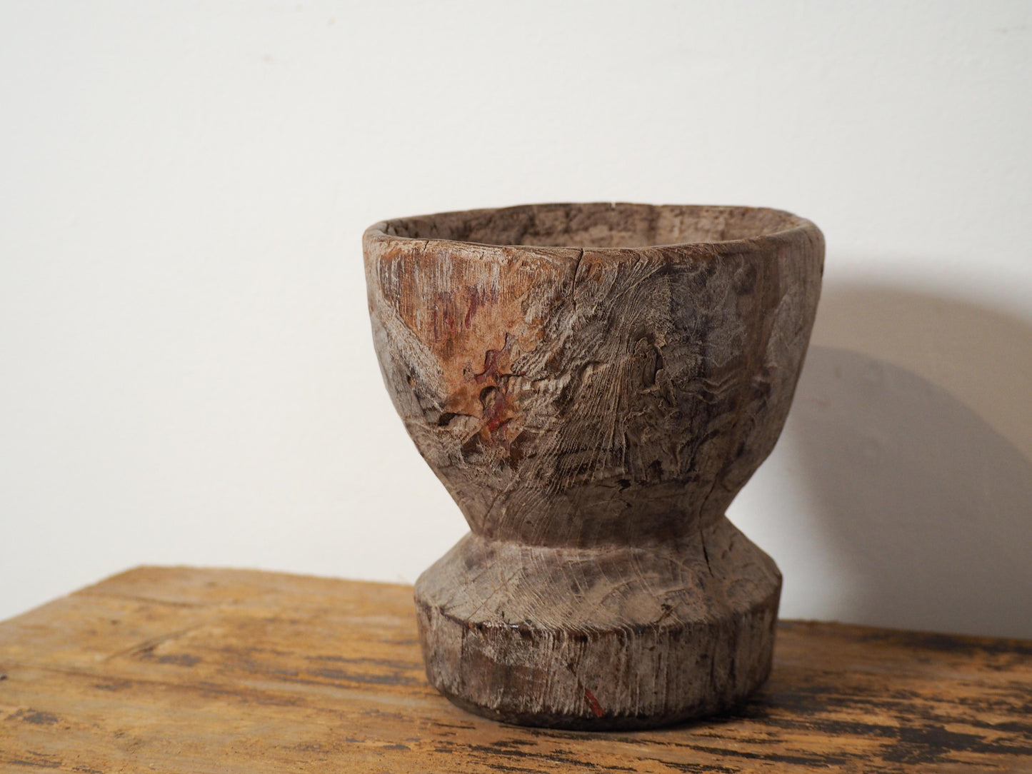 Vintage Antique Chunky Wooden Candle Holder / Indian Candle Block