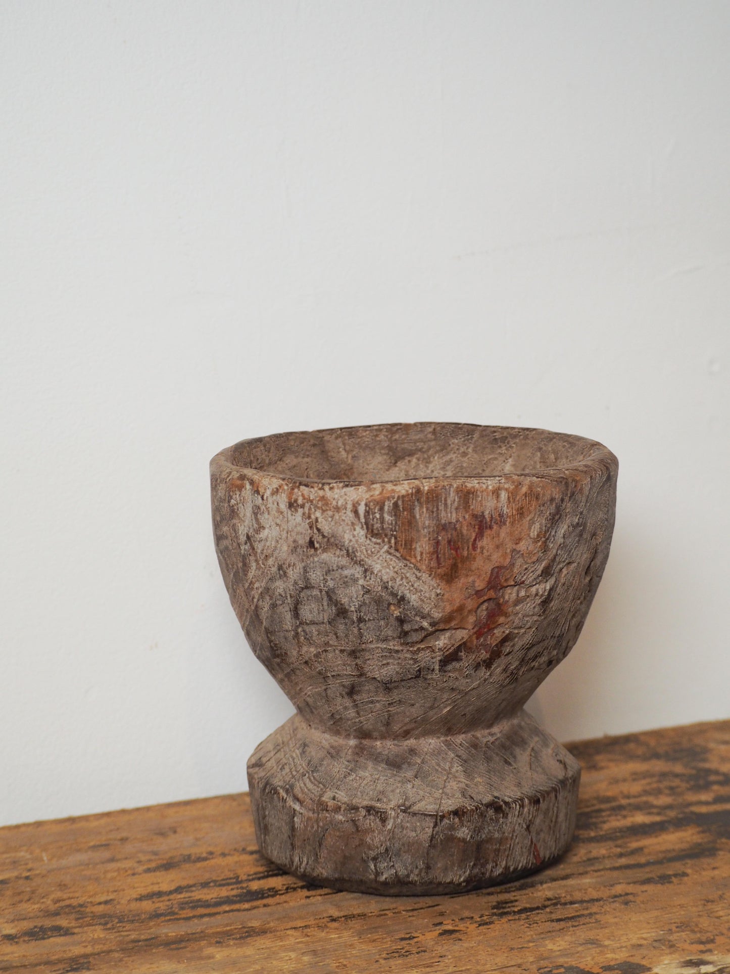 Vintage Antique Chunky Wooden Candle Holder / Indian Candle Block