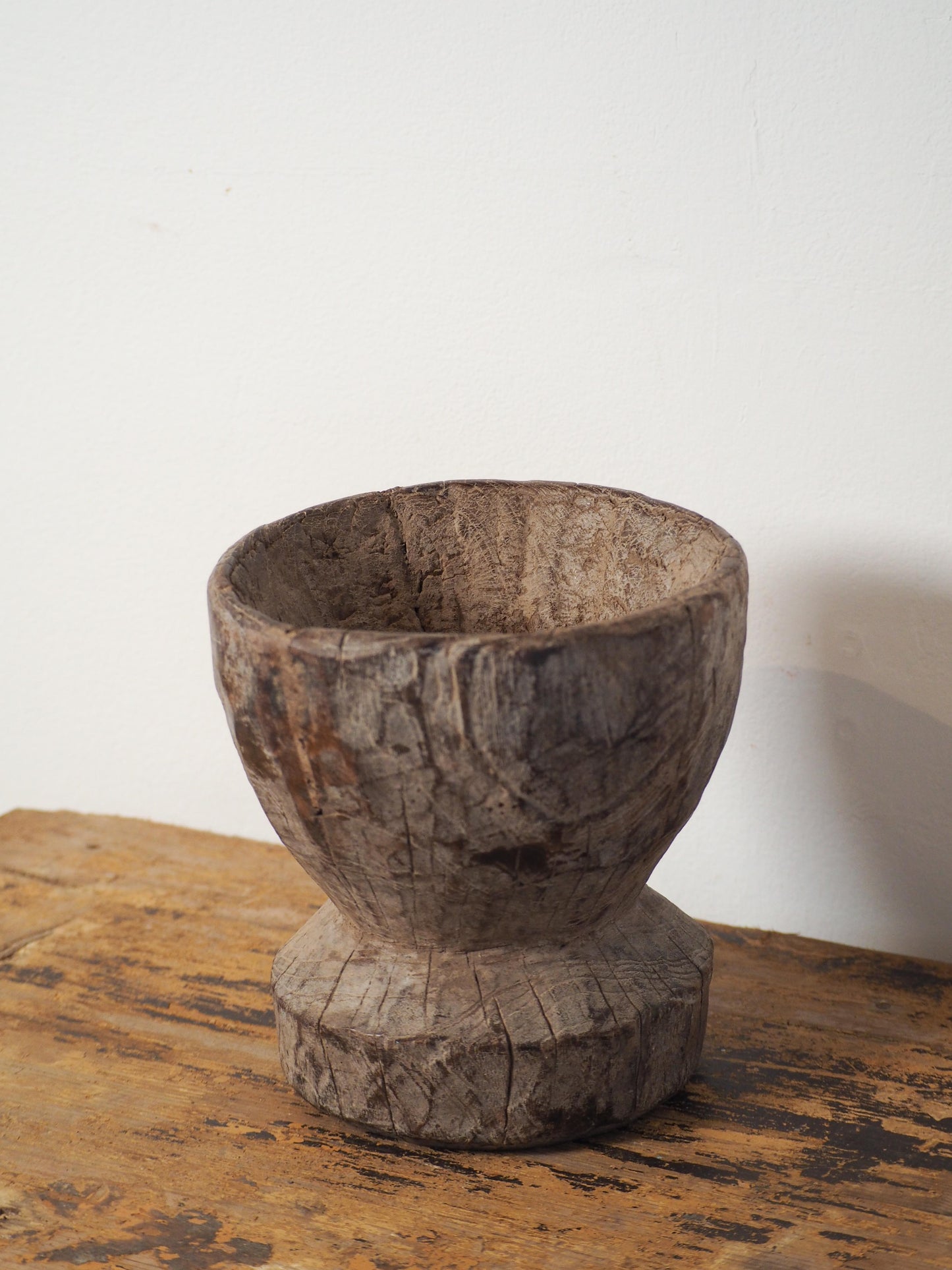 Vintage Antique Chunky Wooden Candle Holder / Indian Candle Block