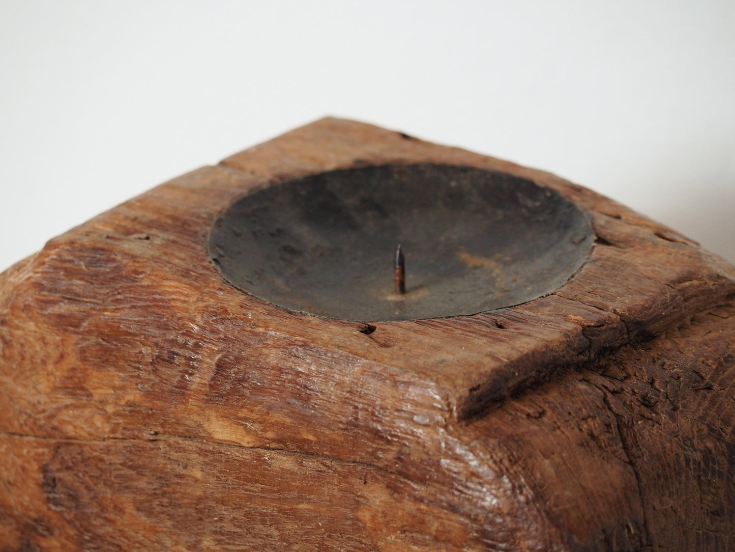 Vintage Antique Chunky Wooden Candle Holder / Indian Candle Block