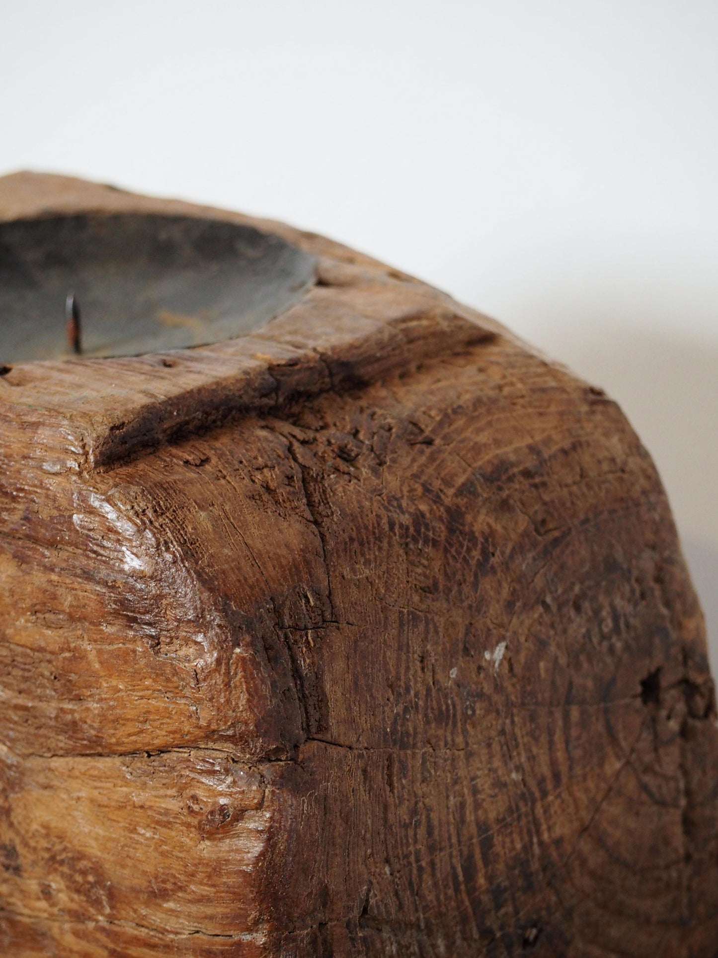 Vintage Antique Chunky Wooden Candle Holder / Indian Candle Block