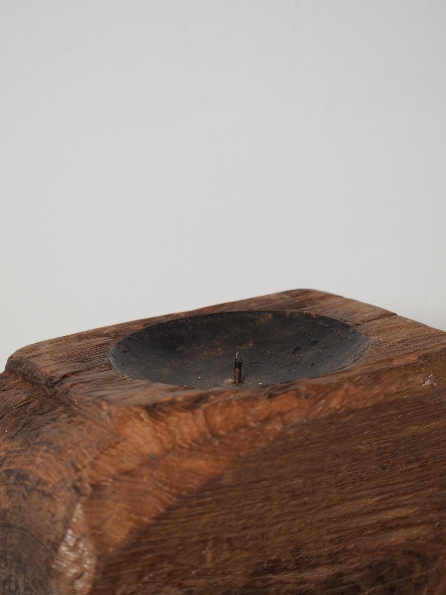 Vintage Antique Chunky Wooden Candle Holder / Indian Candle Block