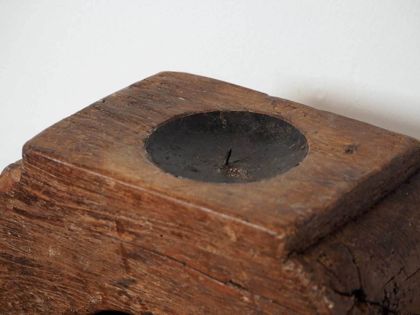Vintage Antique Chunky Wooden Candle Holder / Indian Candle Block