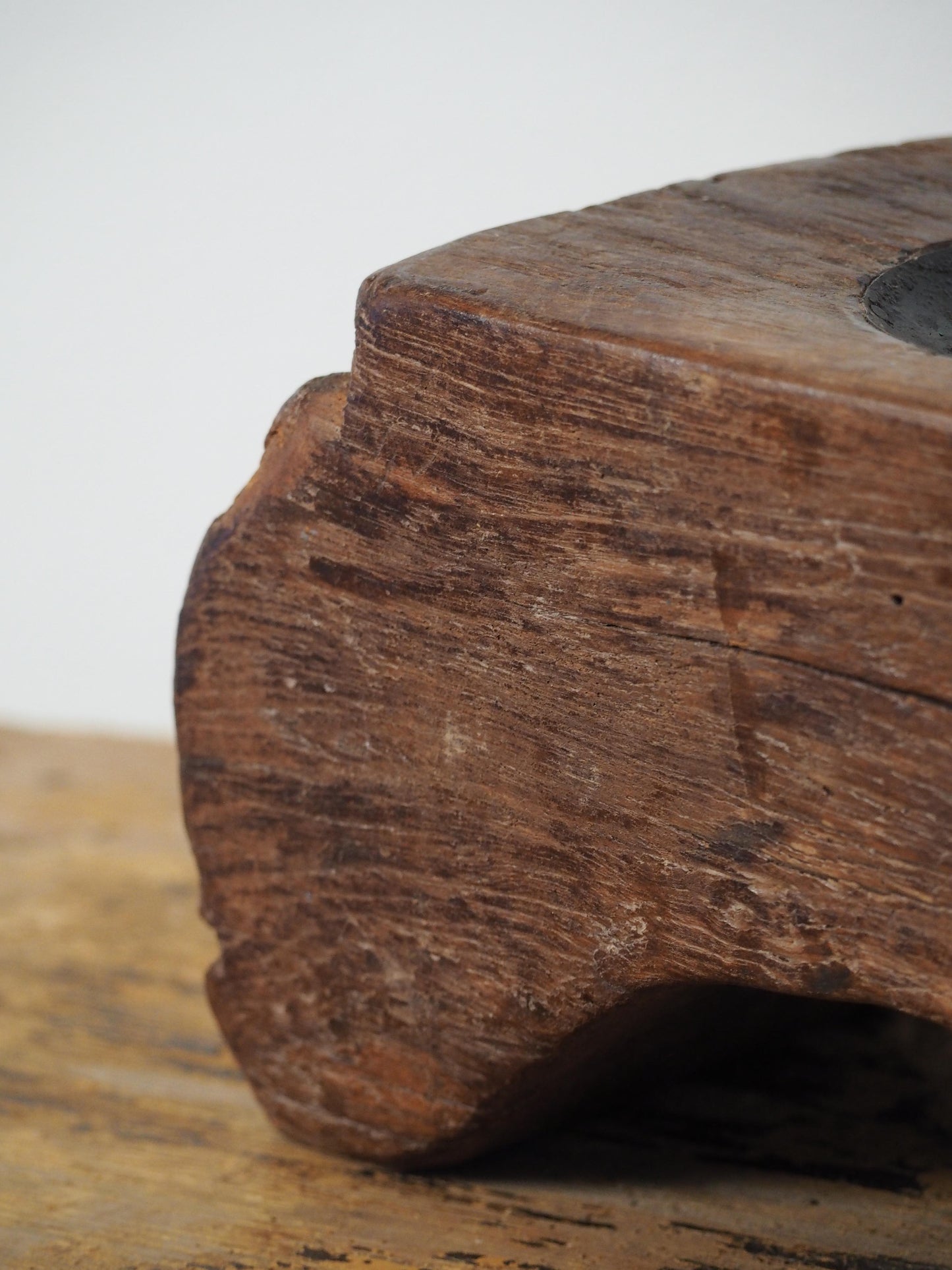 Vintage Antique Chunky Wooden Candle Holder / Indian Candle Block