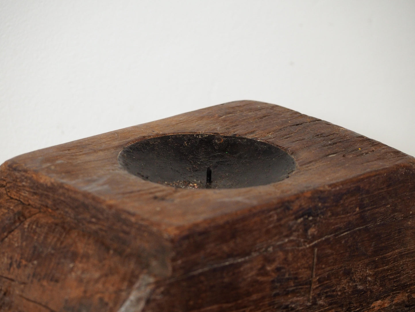 Vintage Antique Chunky Wooden Candle Holder / Indian Candle Block