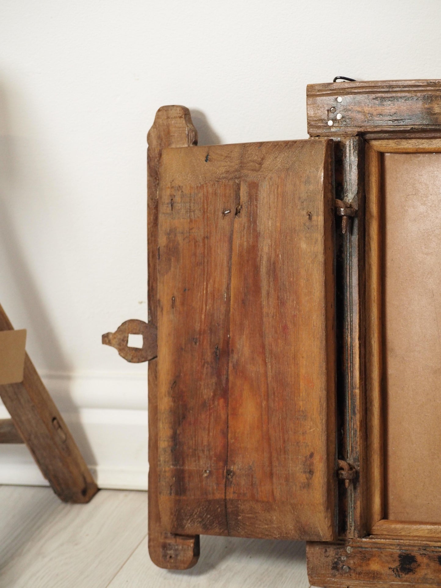 Antique Indian Teak Wood Rustic Shutter Window / Decorative Wall Art