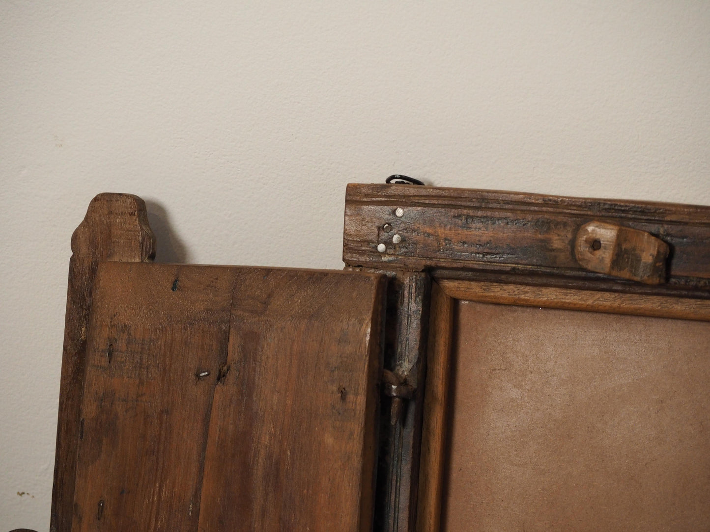 Antique Indian Teak Wood Rustic Shutter Window / Decorative Wall Art