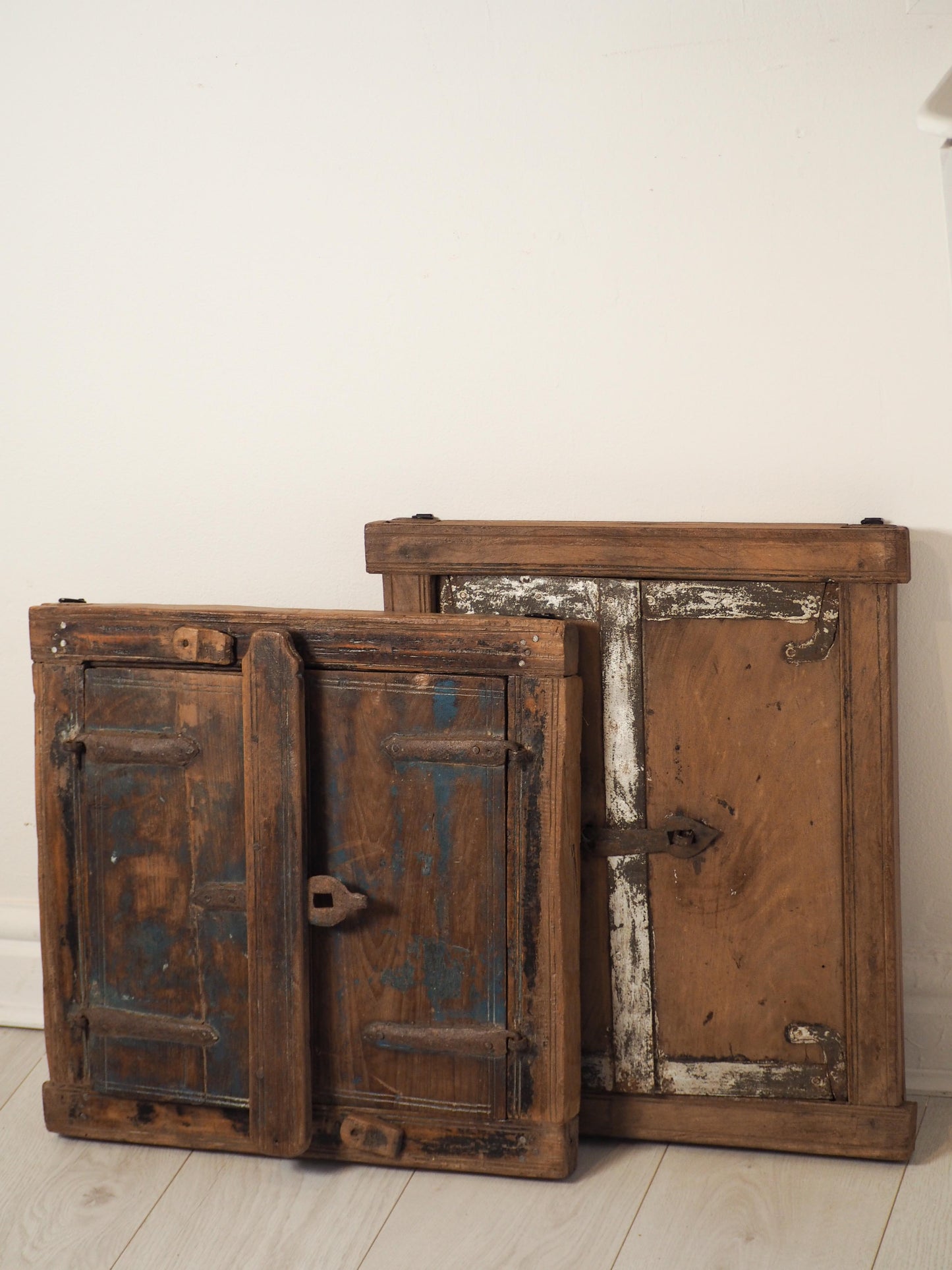 Antique Indian Teak Wood Rustic Shutter Window / Decorative Wall Art