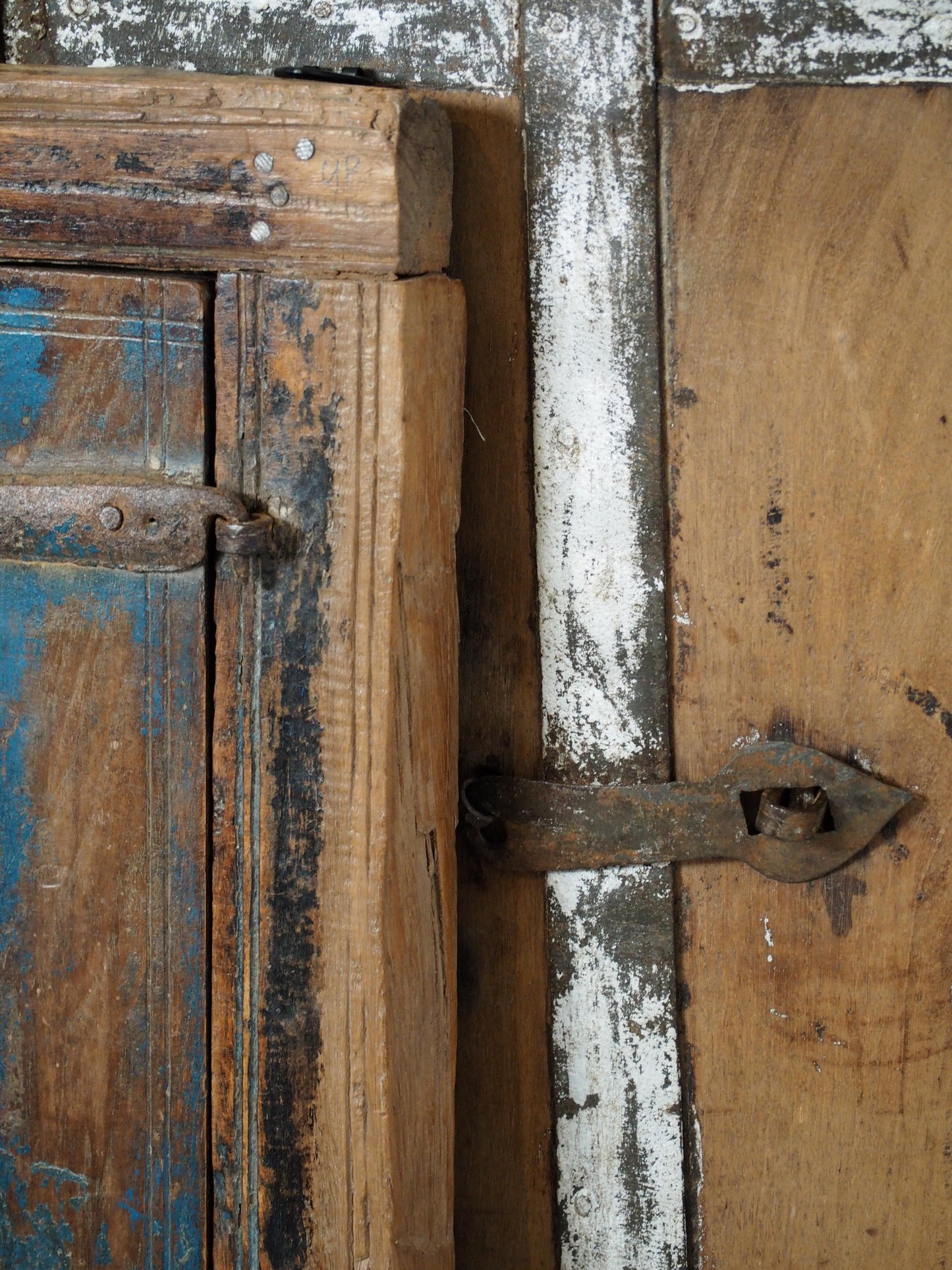 Antique Indian Teak Wood Rustic Shutter Window / Decorative Wall Art
