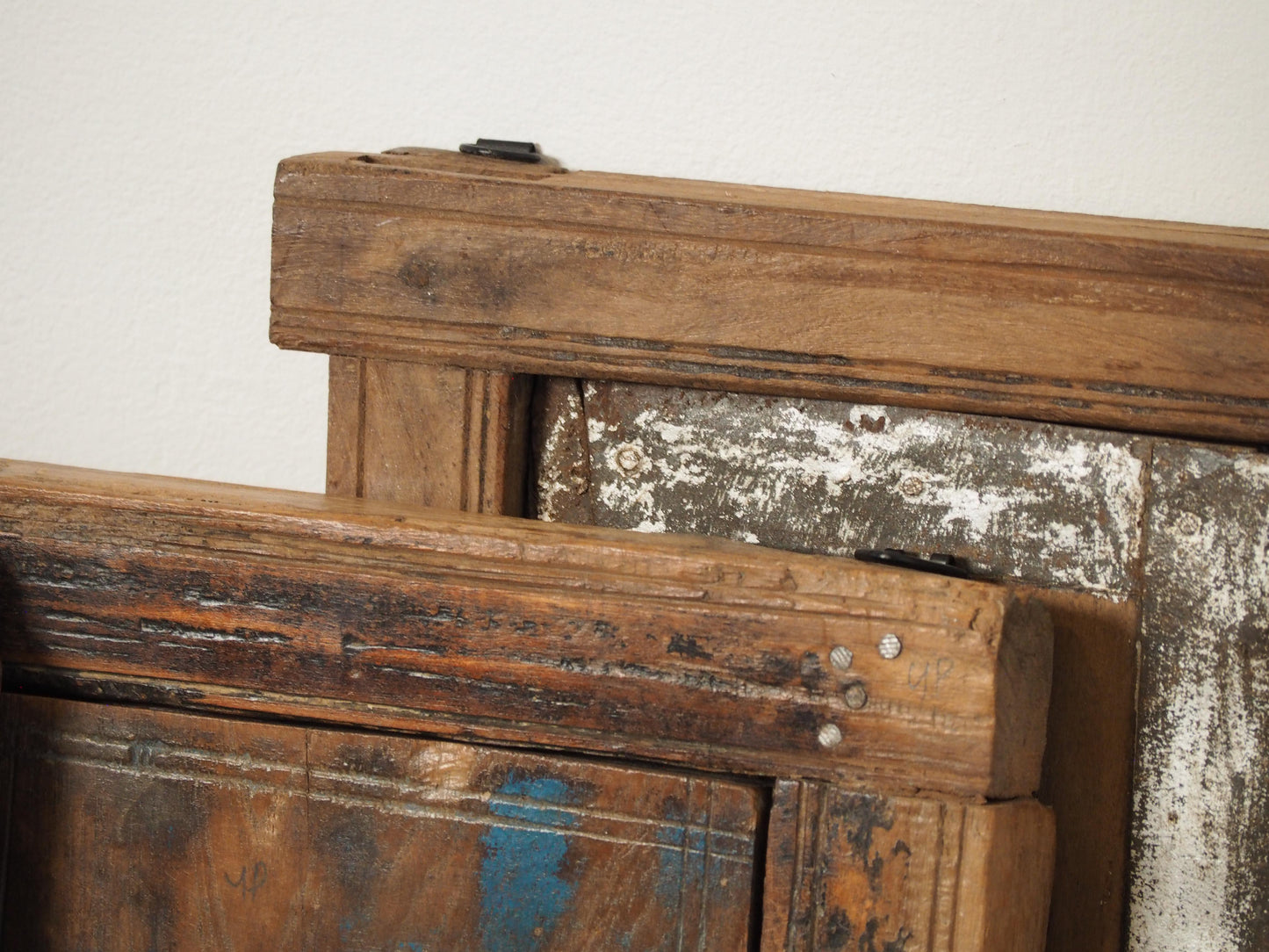 Antique Indian Teak Wood Rustic Shutter Window / Decorative Wall Art