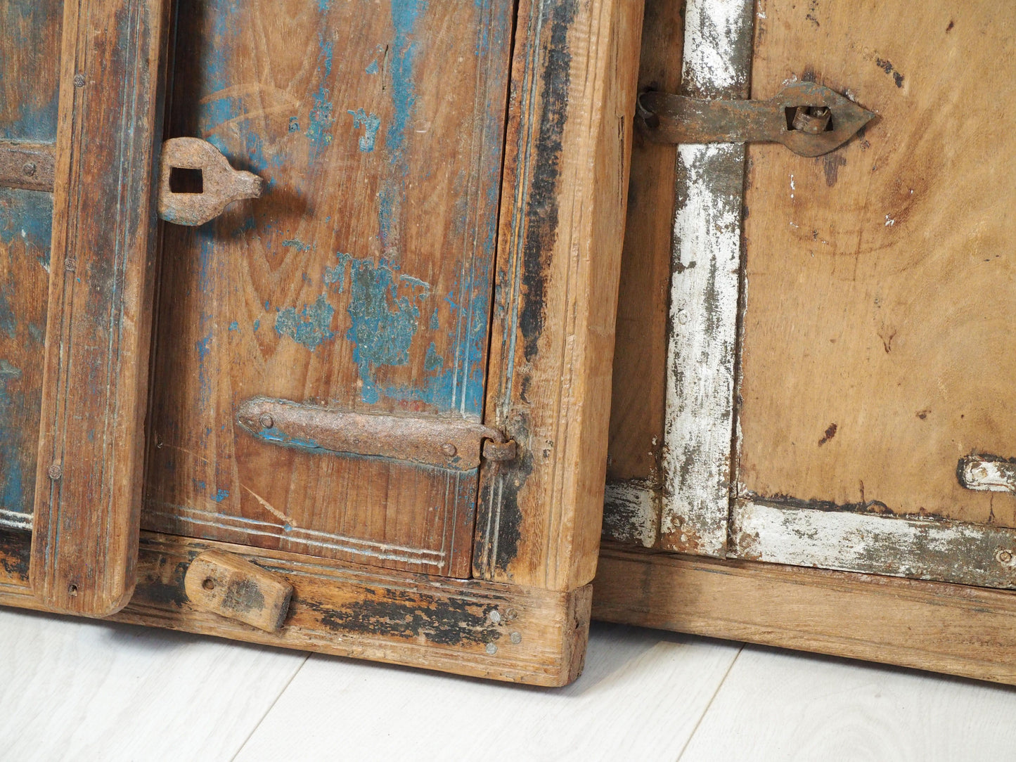 Antique Indian Teak Wood Rustic Shutter Window / Decorative Wall Art