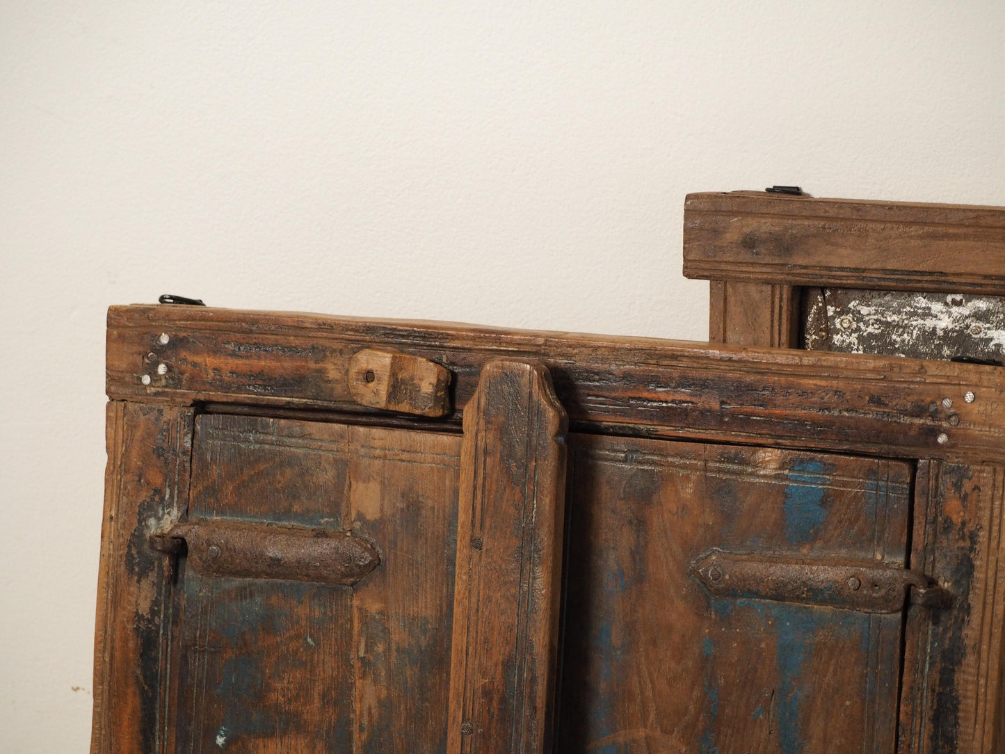 Antique Indian Teak Wood Rustic Shutter Window / Decorative Wall Art