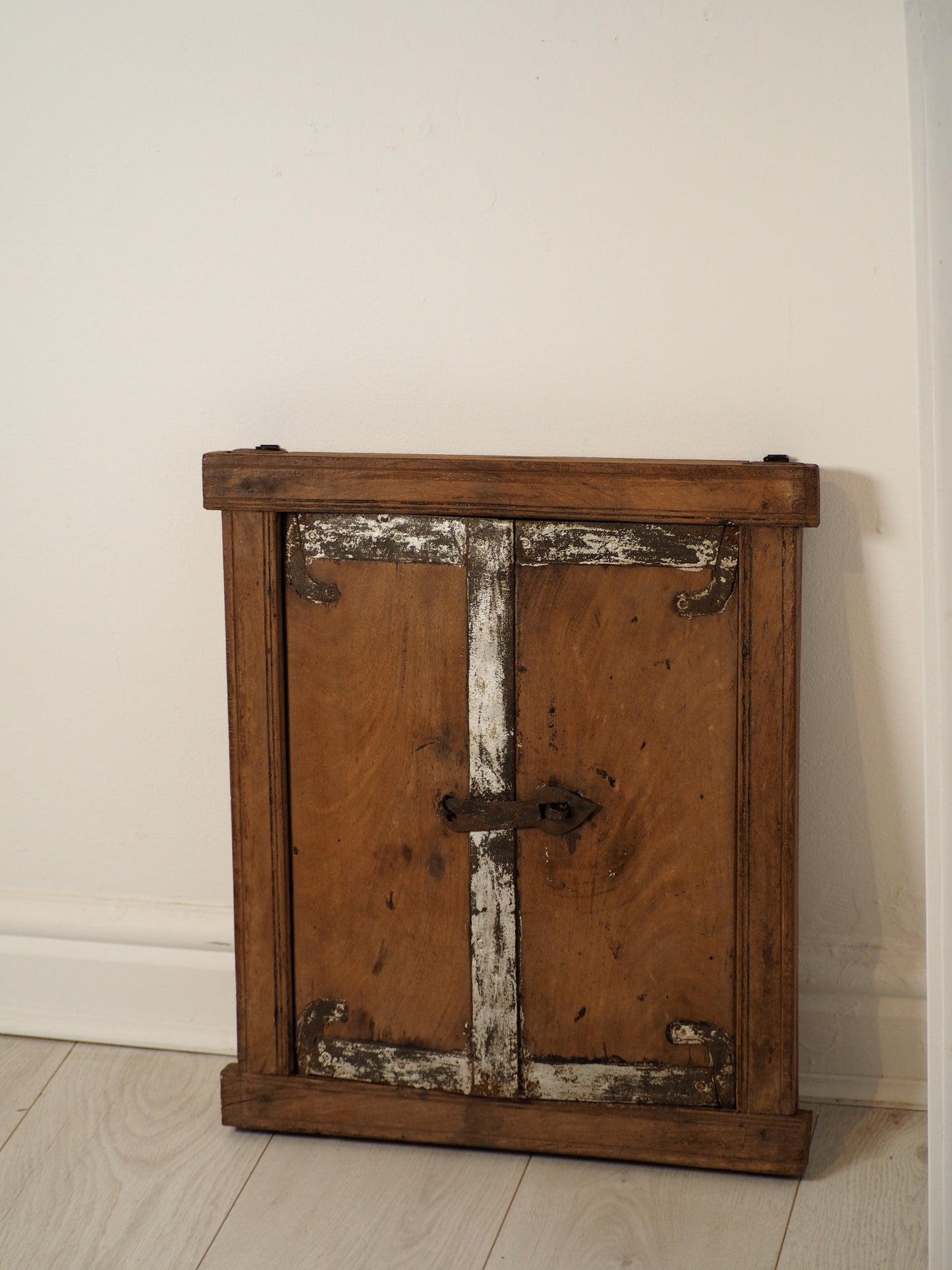 Antique Indian Teak Wood Rustic Shutter Window / Decorative Wall Art