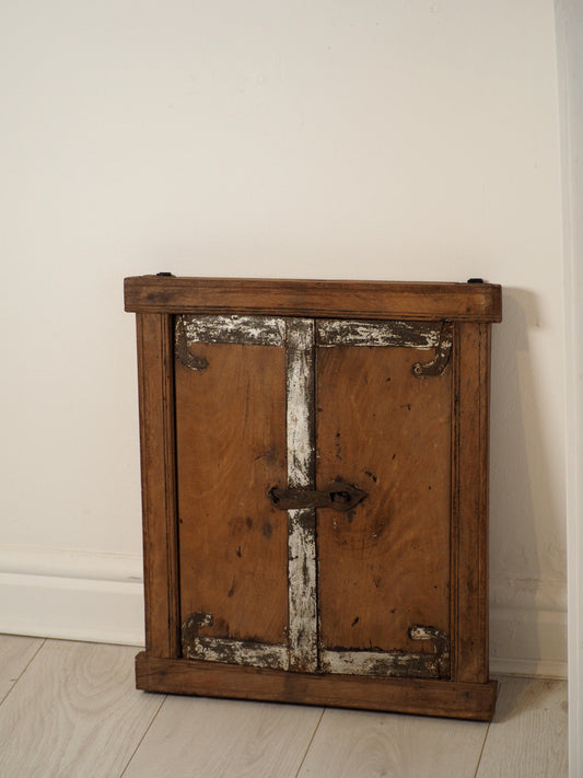 Antique Indian Teak Wood Rustic Shutter Window / Decorative Wall Art