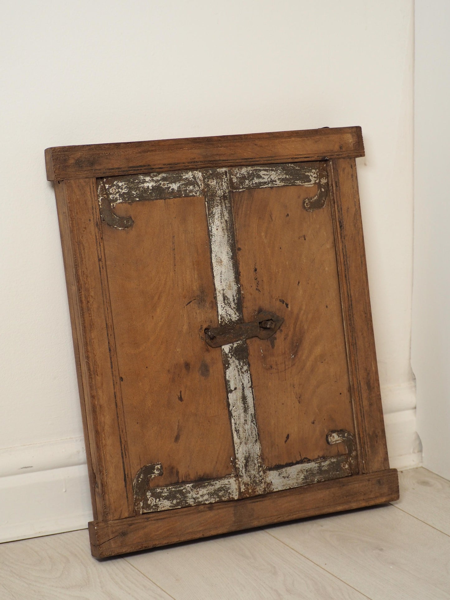 Antique Indian Teak Wood Rustic Shutter Window / Decorative Wall Art