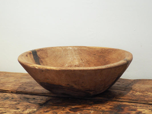 Vintage Antique Indian Hand Carved Hardwood Large Decorative Bowl / Fruit Bowl