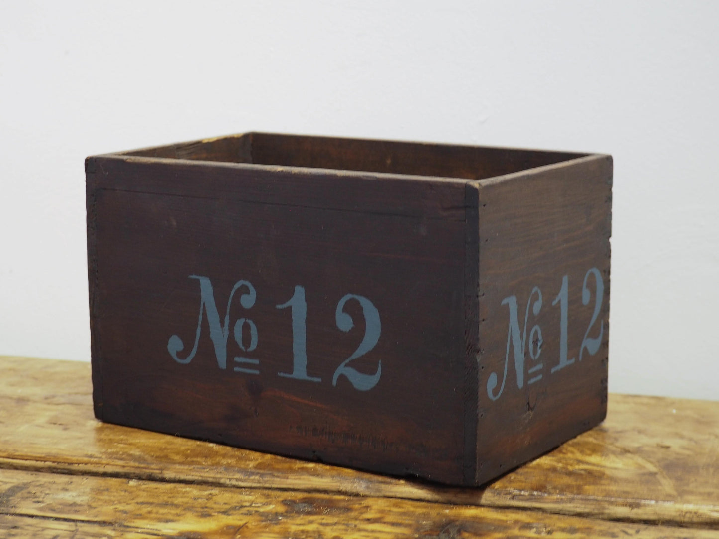 Vintage Wooden Box Featuring Hand-Painted 'No 12' / Old Rustic Storage Box