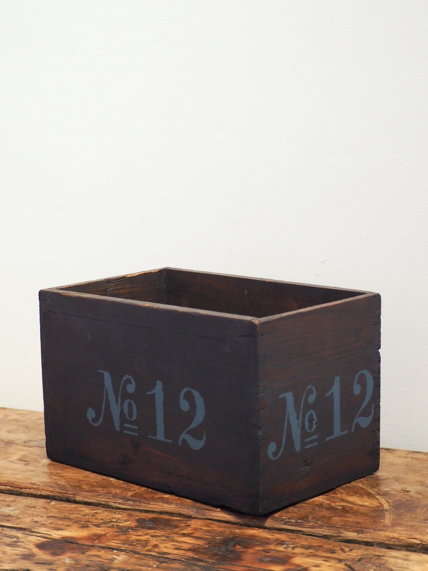 Vintage Wooden Box Featuring Hand-Painted 'No 12' / Old Rustic Storage Box