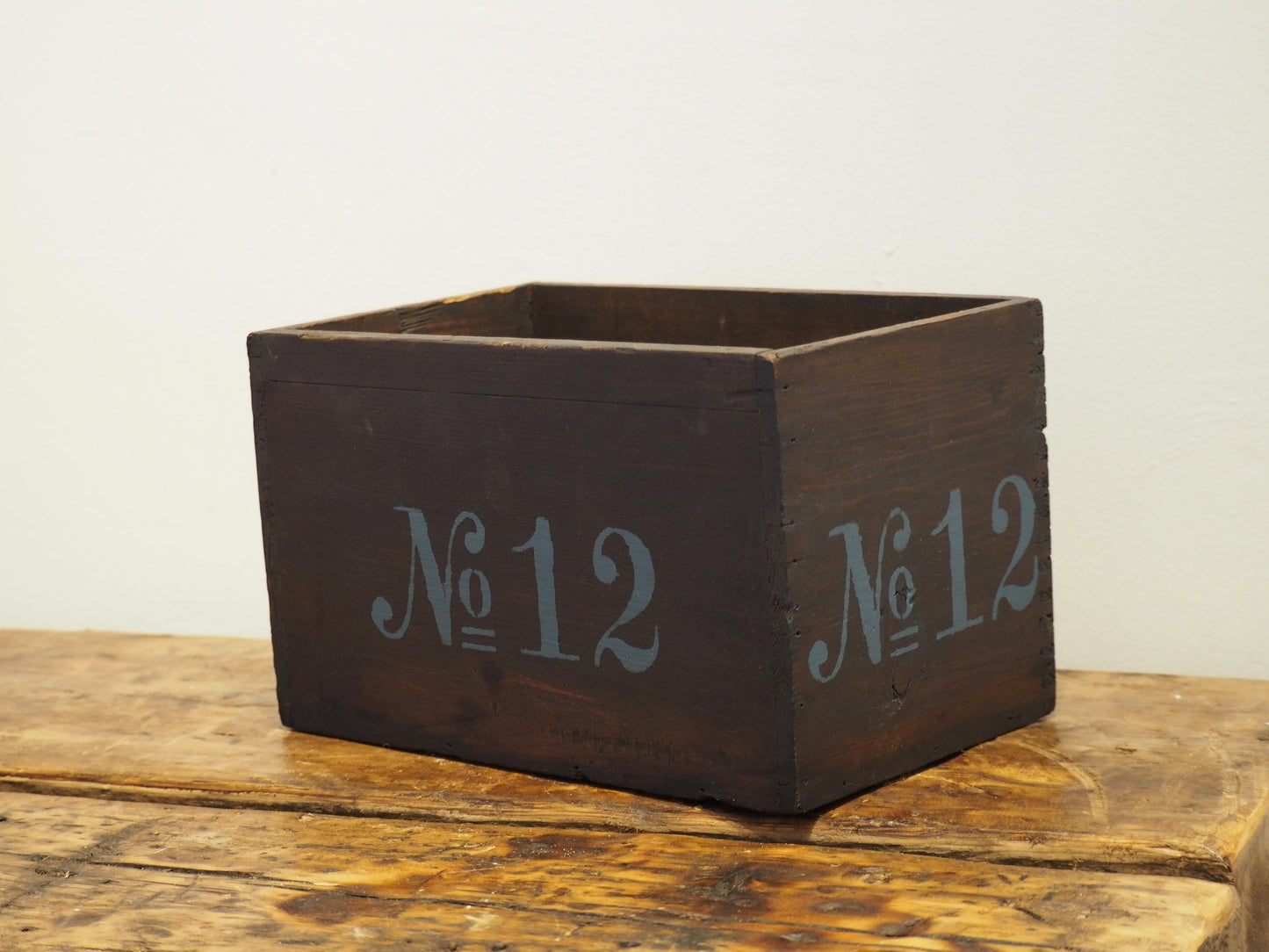 Vintage Wooden Box Featuring Hand-Painted 'No 12' / Old Rustic Storage Box