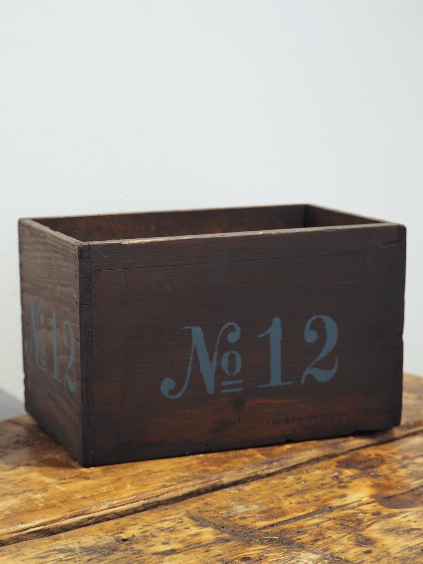 Vintage Wooden Box Featuring Hand-Painted 'No 12' / Old Rustic Storage Box