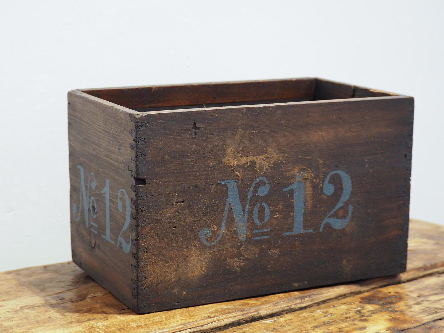 Vintage Wooden Box Featuring Hand-Painted 'No 12' / Old Rustic Storage Box