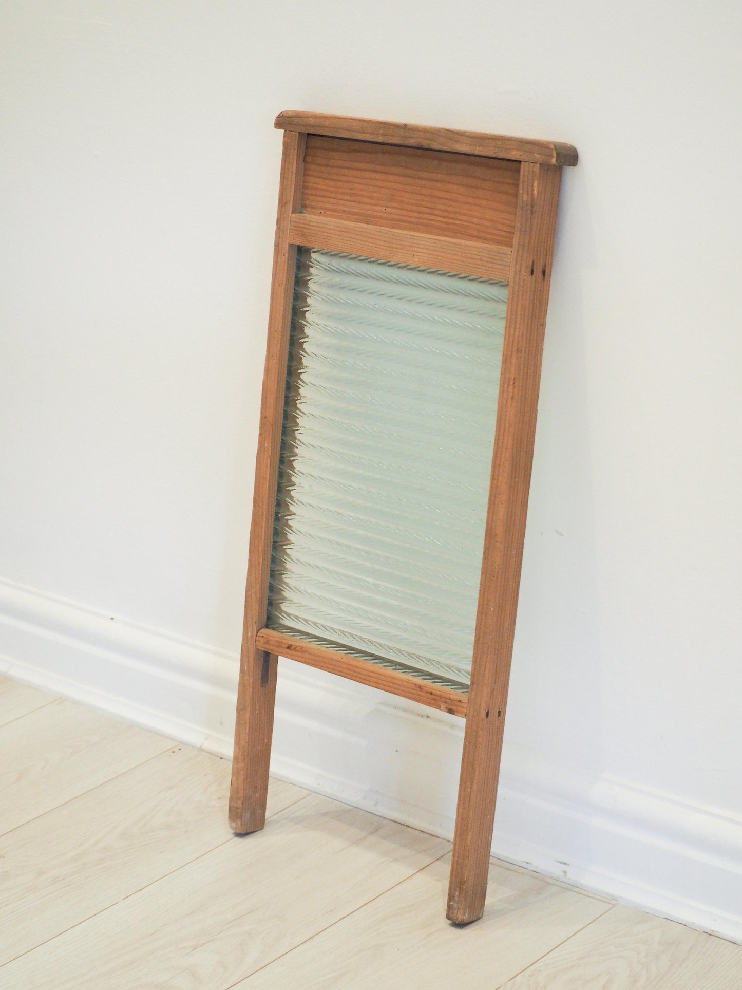 Characterful Vintage Glass & Pine Wood Country Farmhouse Washboard / Washstand