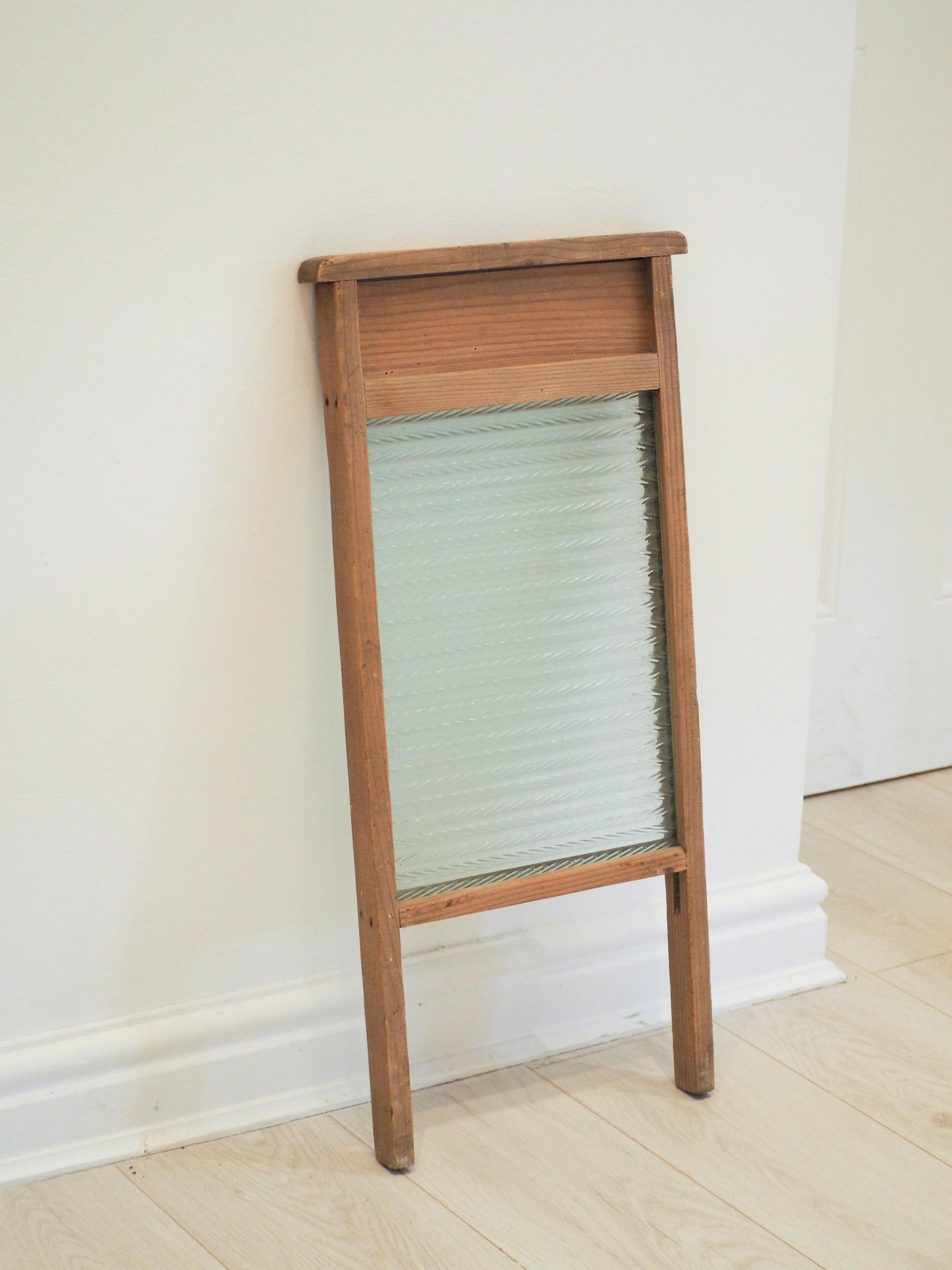 Characterful Vintage Glass & Pine Wood Country Farmhouse Washboard / Washstand