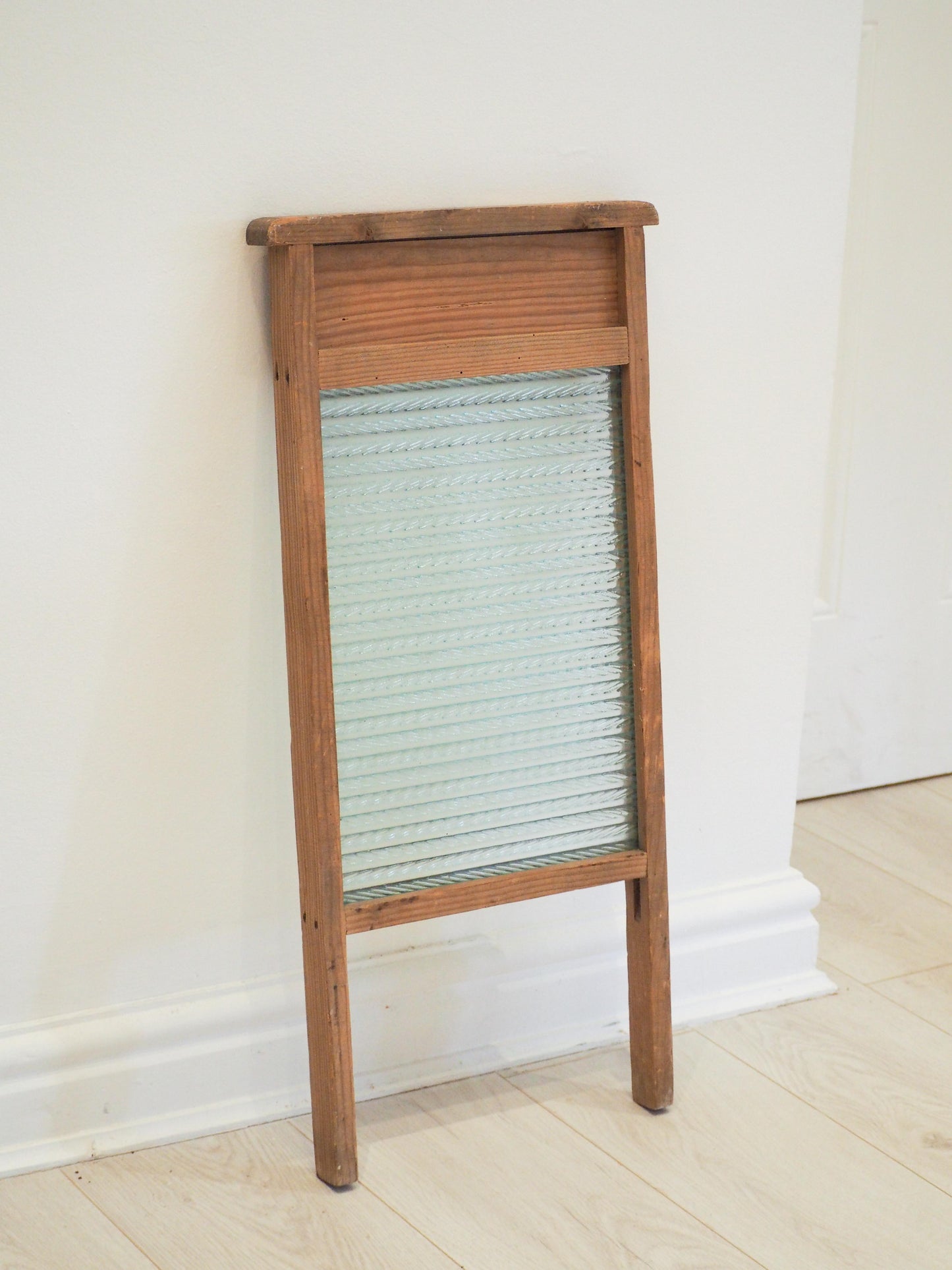 Characterful Vintage Glass & Pine Wood Country Farmhouse Washboard / Washstand