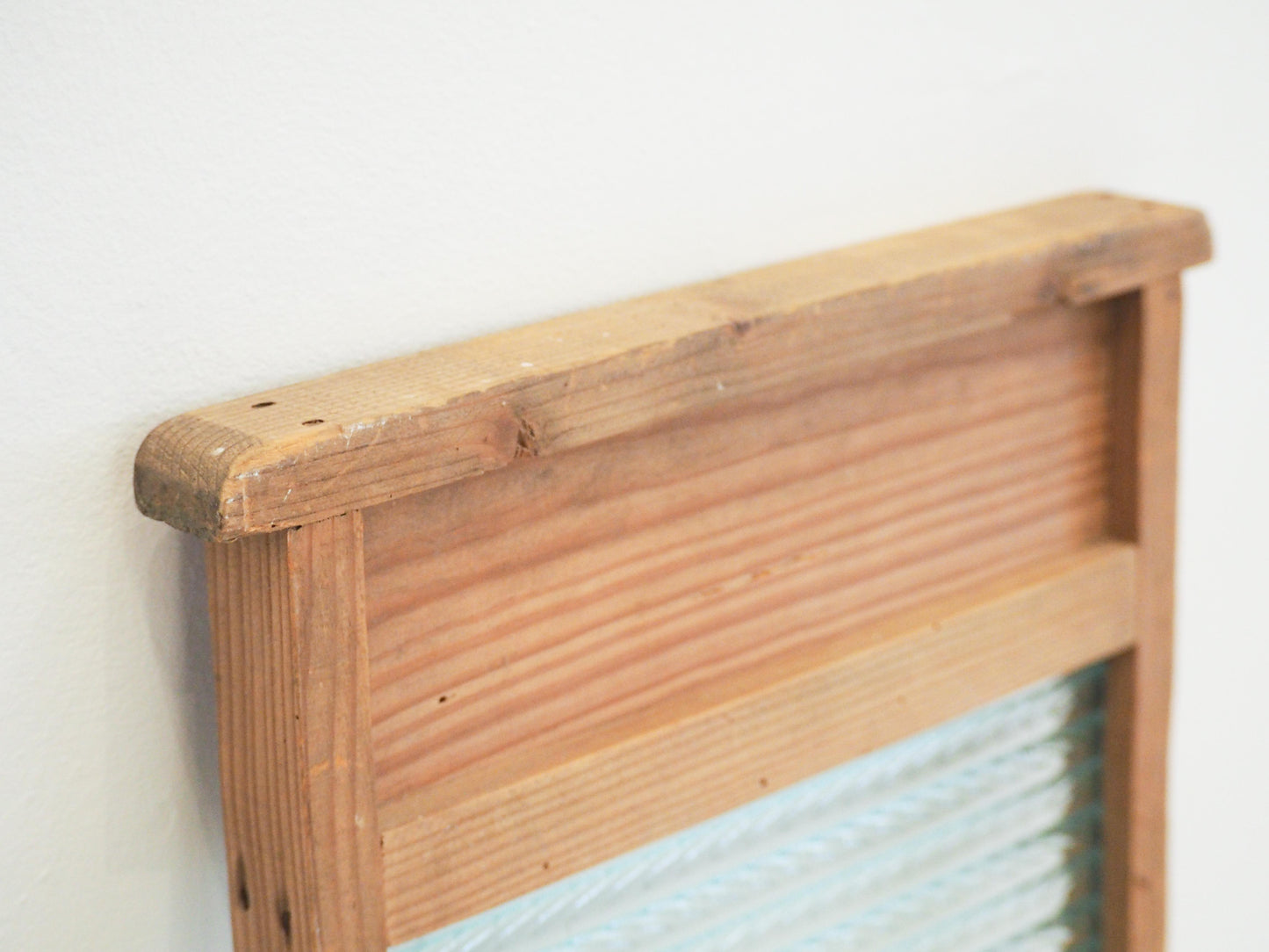 Characterful Vintage Glass & Pine Wood Country Farmhouse Washboard / Washstand