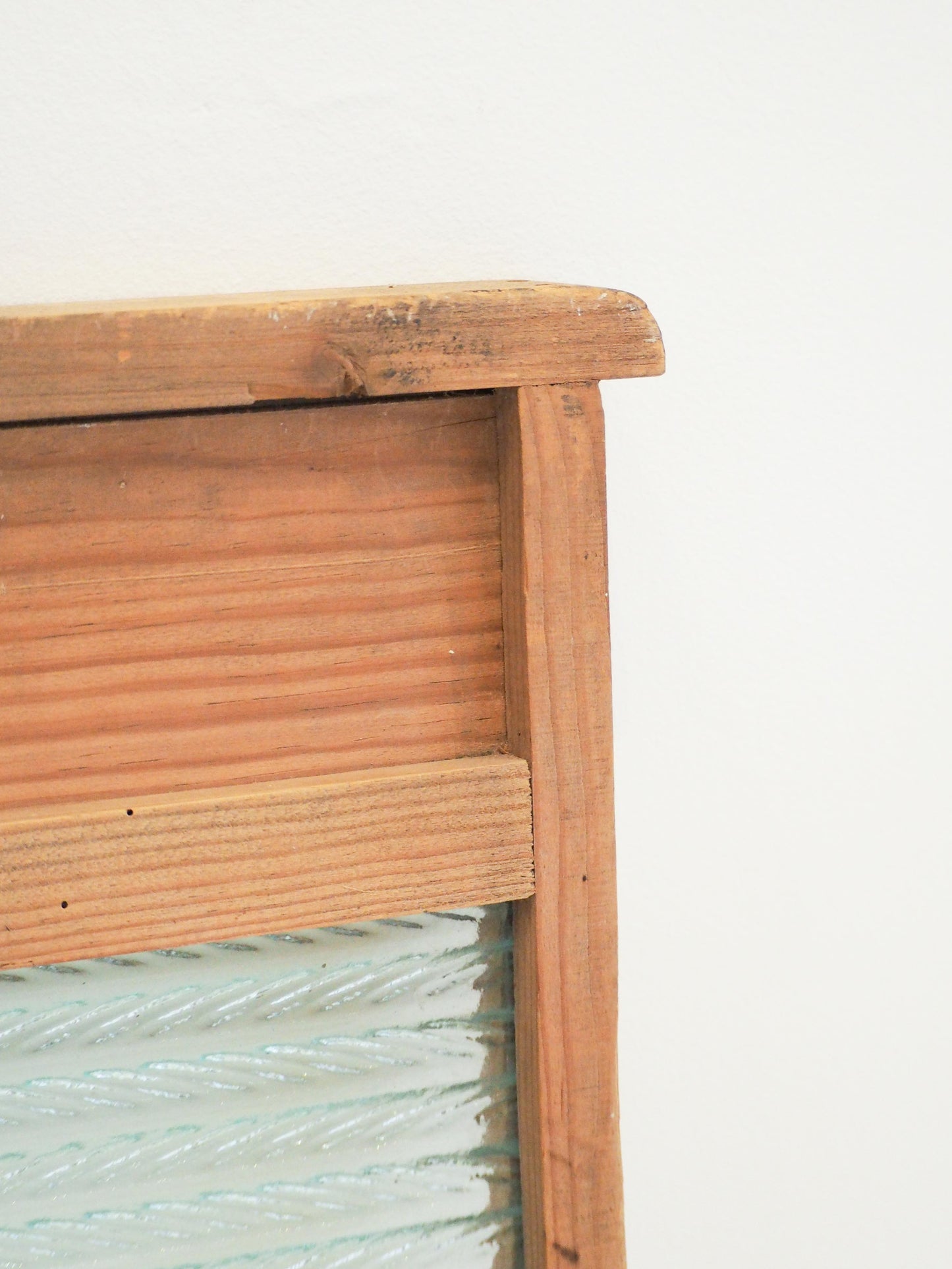 Characterful Vintage Glass & Pine Wood Country Farmhouse Washboard / Washstand