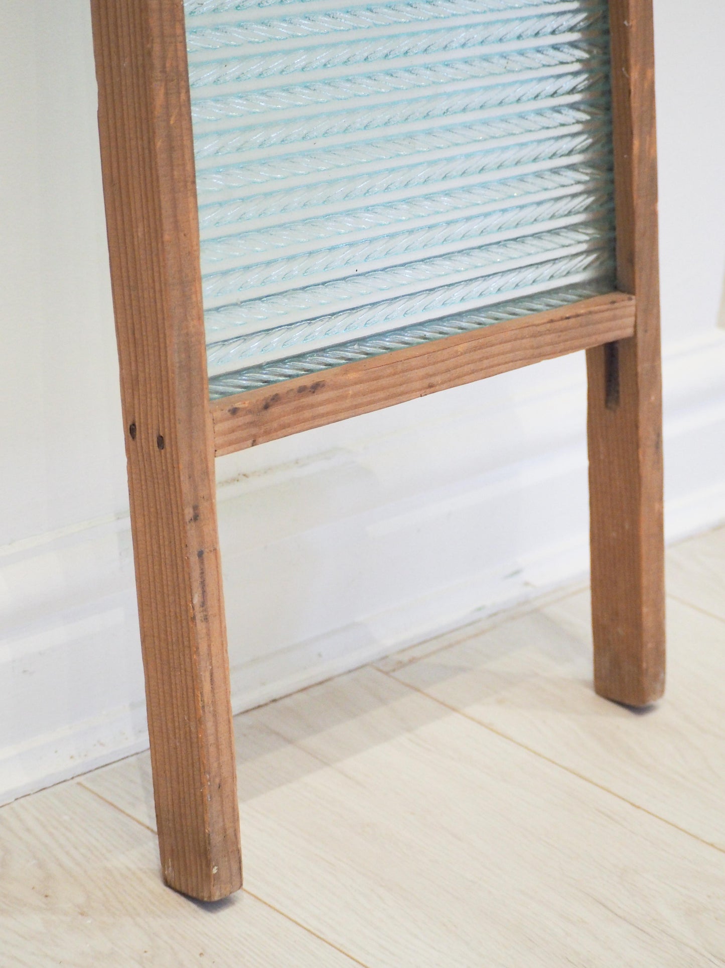 Characterful Vintage Glass & Pine Wood Country Farmhouse Washboard / Washstand