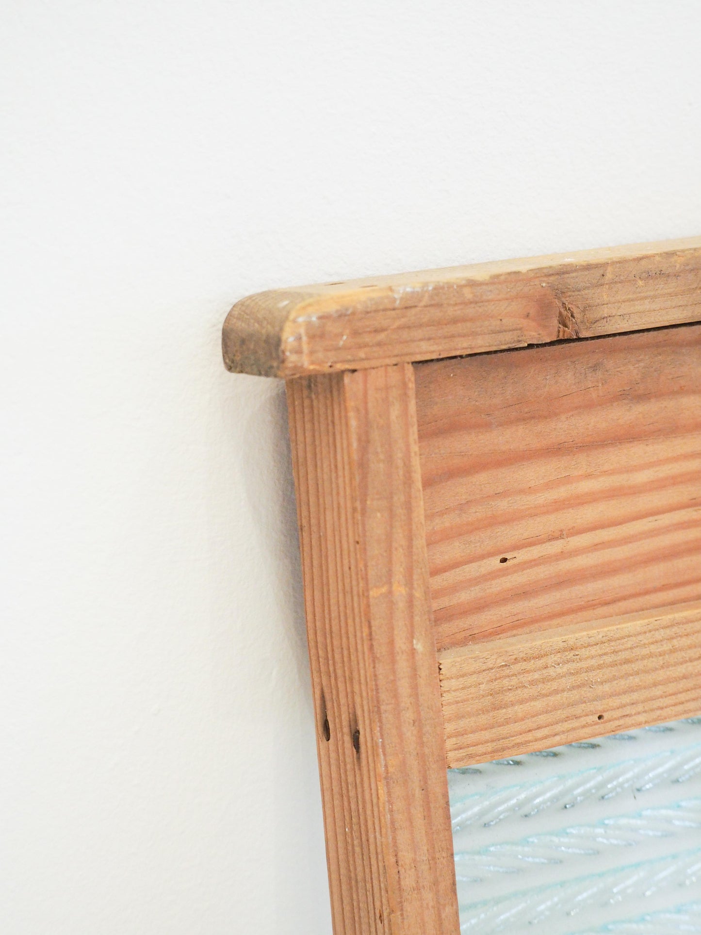 Characterful Vintage Glass & Pine Wood Country Farmhouse Washboard / Washstand