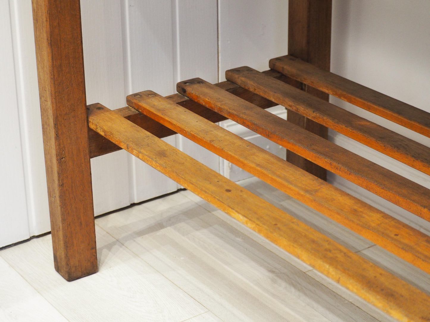 Vintage Antique Beech Frame Pine Top Wooden Console Table / Original Printers Table