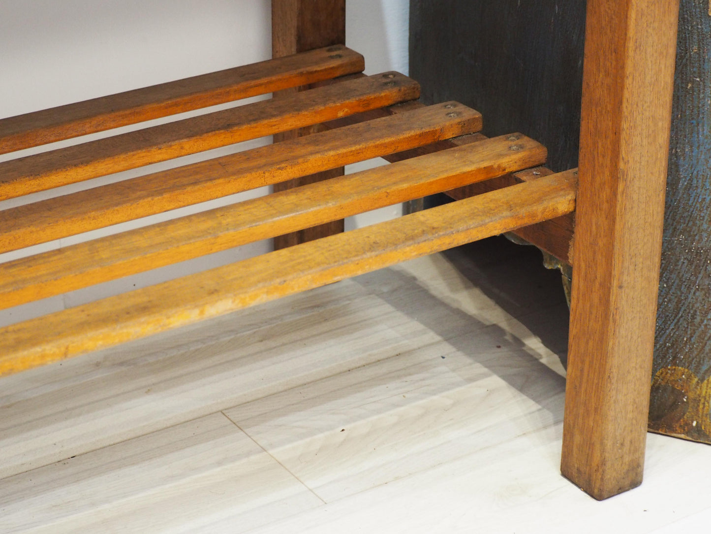 Vintage Antique Beech Frame Pine Top Wooden Console Table / Original Printers Table