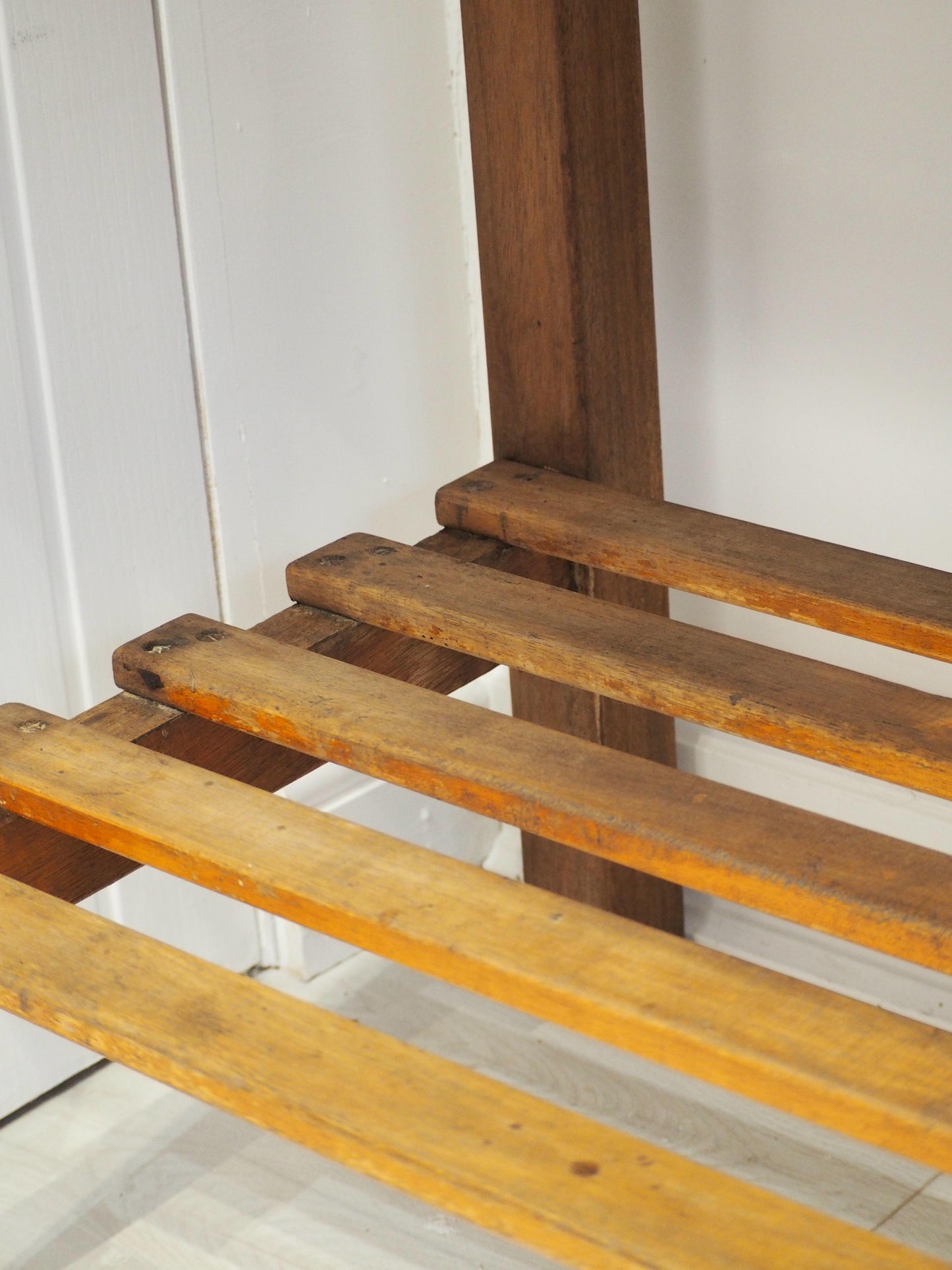 Vintage Antique Beech Frame Pine Top Wooden Console Table / Original Printers Table