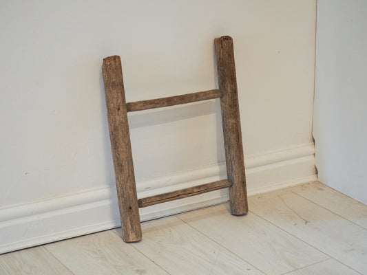 Vintage Small Rustic French Elm Wooden Ladder / Decorative Ladder / Towel Rail (Sold Individually)