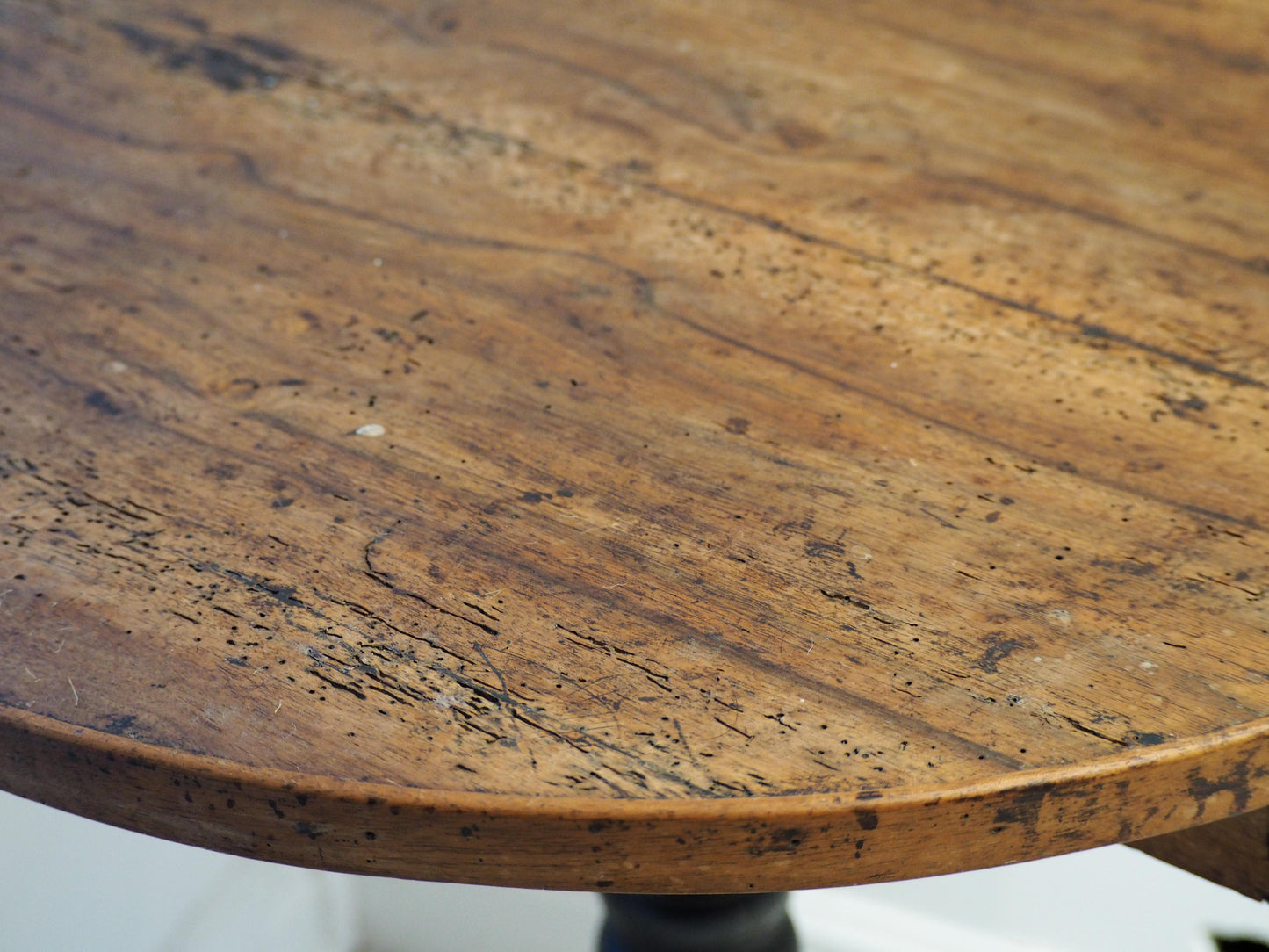 Vintage Antique Victorian Round Wooden Bobbin Table with Single Drawer & Ebonised Base / Furniture