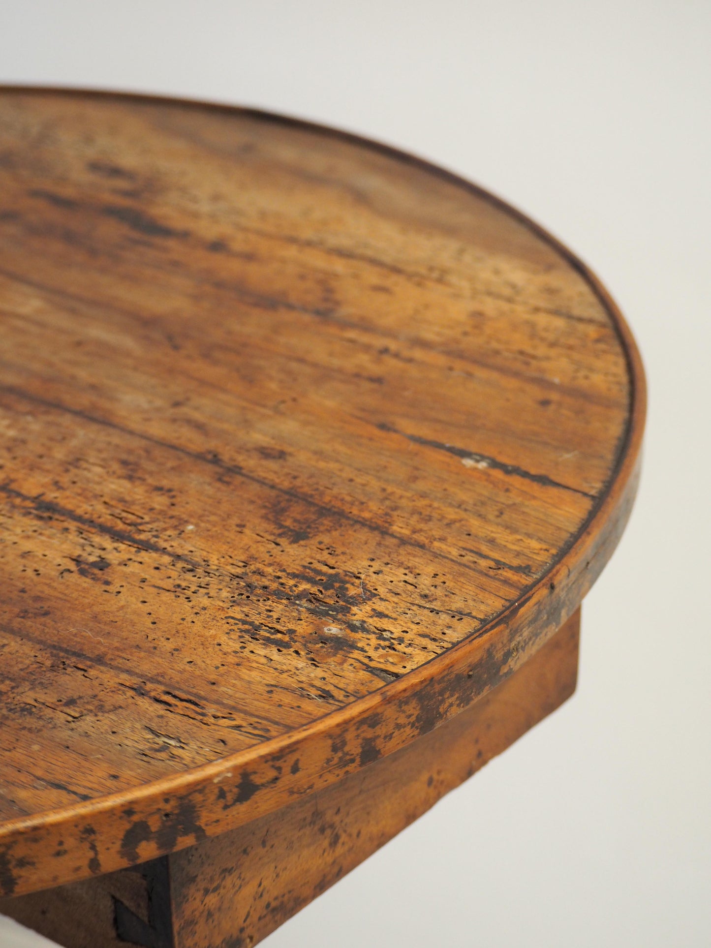 Vintage Antique Victorian Round Wooden Bobbin Table with Single Drawer & Ebonised Base / Furniture
