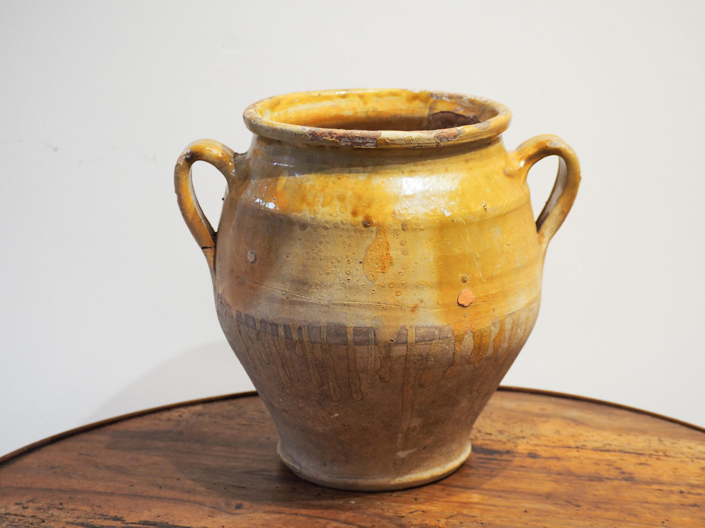 Vintage Antique French Yellow Glazed Confit Pot / Preservation Jar