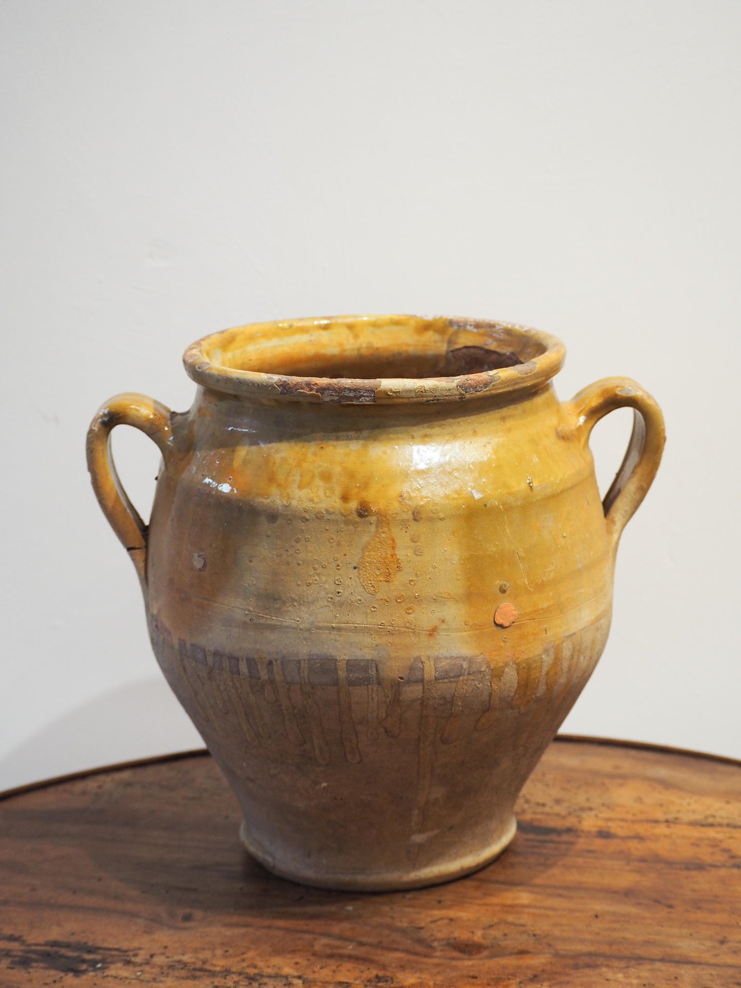 Vintage Antique French Yellow Glazed Confit Pot / Preservation Jar